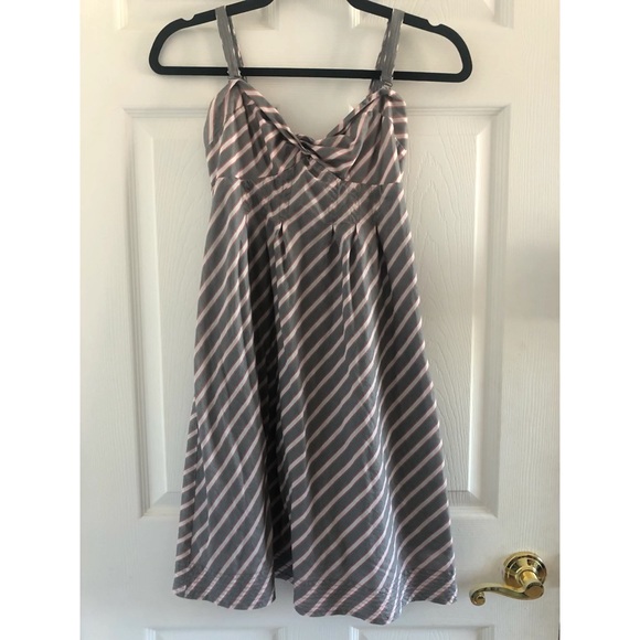Pink, Gray, and White Striped Dress - Picture 1 of 2